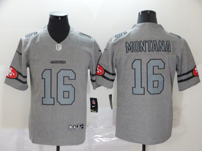 Men San Francisco 49ers #16 Montana Grey Retro Nike NFL Jerseys